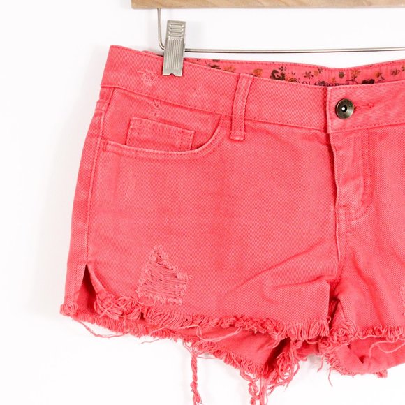*Element Red Distressed Denim Shorts - Picture 2 of 3